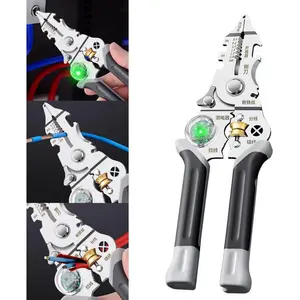10-in-1 Wire Stripper Tool,Multifunctional Wire Strippers with Voltage Tester for Cutting and Pulling Wires,Electrician Pliers Tools with Non-Slip Grip,Cable Stripping Pliers