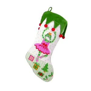 Ballerina Frog Needlepoint Christmas Stocking