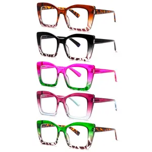 5-Pack Fashionable Anti-Blue Light Reading Glasses, designed specifically for women, featuring premium printed oversized lightweight frames. Equipped with spring hinge design, ideal for daily commutes, computer work, and the perfect holiday gift.