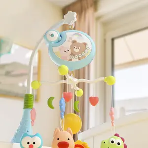 Baby Crib Mobile with Music and Lights, Newborn Infant Sensory 2-In-1 Cute Teething Toy, 45° Incline, Projection Timer, Detachable Decorative Hanging Piece