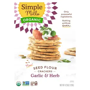 Simple Mills Organic Seed Flour Crackers, Garlic & Herb, 4.25 oz (120 g)