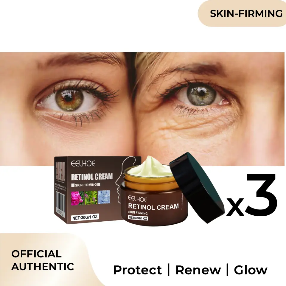 EELHOE Retinol Facial Cream (30g x 3) - Hypoallergenic Sensitive Skin Moisturizer, Firming, Deep Moisture, Alcohol-Free Gentle Formula with Vitamin A & C, Radiant Boost, All Types, Hydrate, Repair, Skin Repair, Radiant Skin