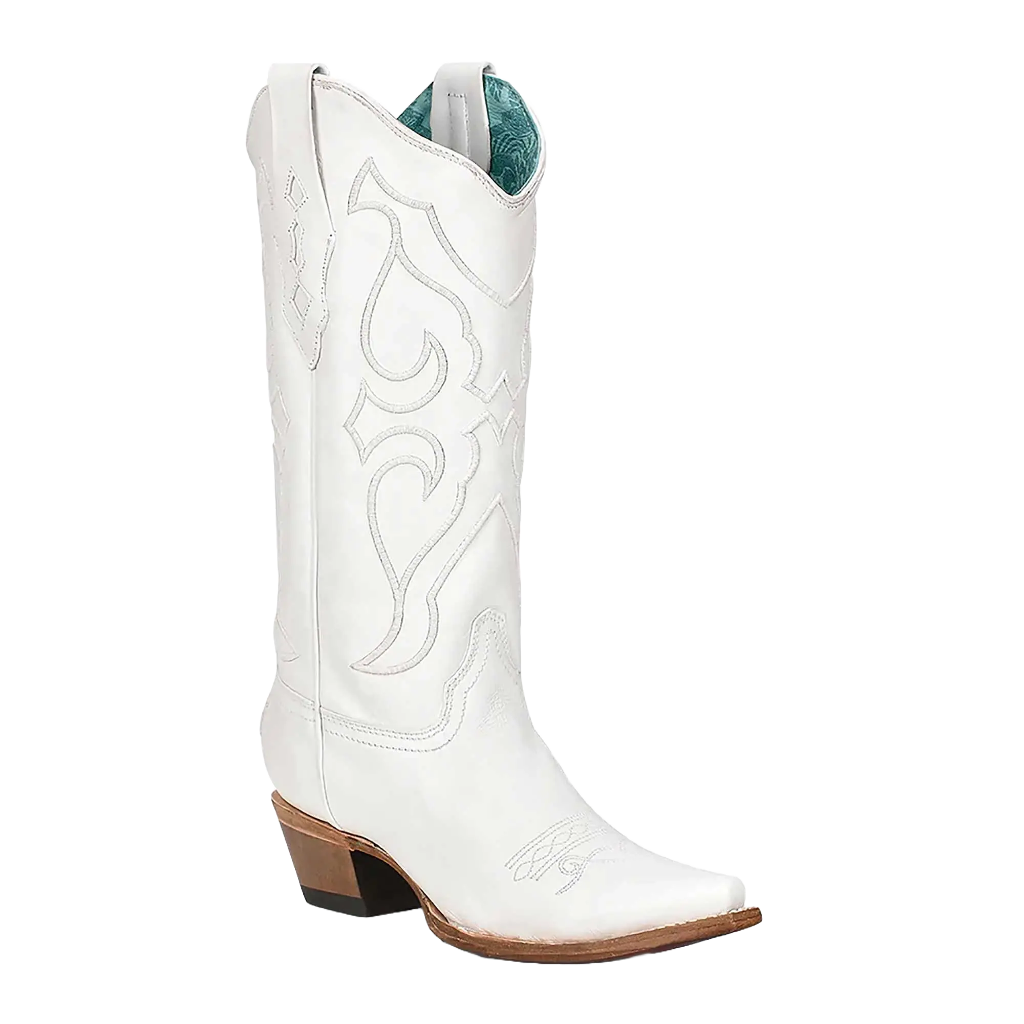 Corral Ladies Western Embroidery Snip Toe White Pull On Boots Z5046