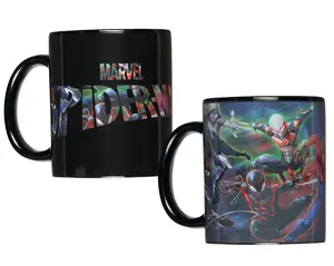 Marvel Spiderman Miles Morales Spider-Gwen Heat Reactive Color Changing Tea Coffee Mug Cup