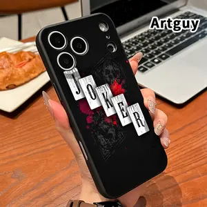 Straight Edge Phone Case for iPhone 17 15 Plus 16 Pro Max 14 13 12 11 Air XR XS Creative joker Pattern Shockproof Silicone TPU Bumper Drop Protection Soft Cover