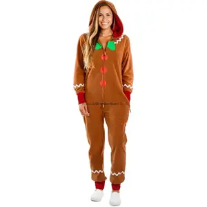 Adult Christmas cosplay costume gingerbread long sleeved zipper hooded sweatshirt for men and women party cosplayRAIMENTRY