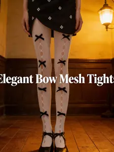Sexy Fishnet Lolita Bow Socks, Japanese Style Chic Girl Silk Stockings, Handmade Butterfly Knot Hollow Out Mesh Socks Lady