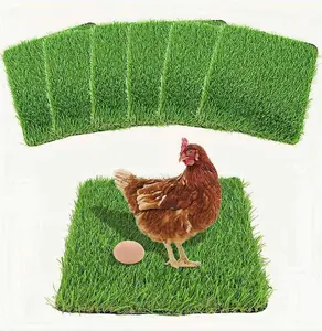 Washable Nesting Pads for Chicken Coop - 6 Pack 12"x12"x1.2" Chicken Laying Box Pads - Durable, Soft, Thick Artificial Grass Turf Mats for Nesting Boxes, Indoor/Outdoor Synthetic Bedding