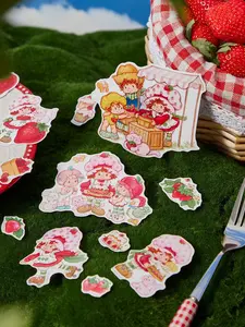 Strawberry Shortcake 42pcs Cute Cartoon Character & Strawberry Pattern Sticker Pack, Fun Decorative Stickers for All Ages
