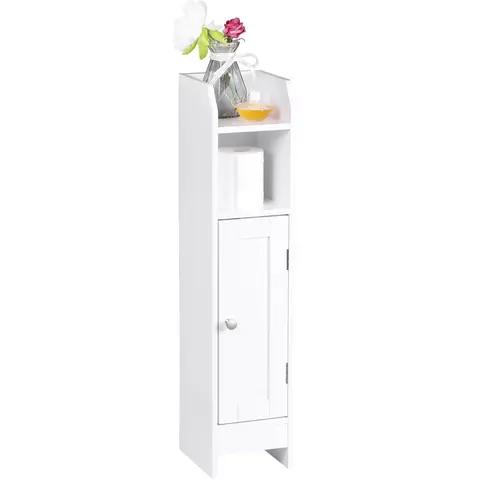 Segawe Wall-Mount Toilet Storage Cabinet - Compact Design Narrow Vertical Door-Shaped Cupboard, Adjustable Shelf, Plant Display Top, TP Hidden Bottom, Easy Setup, Clean Design, Small Space Home Bathroom Furniture Upgrade