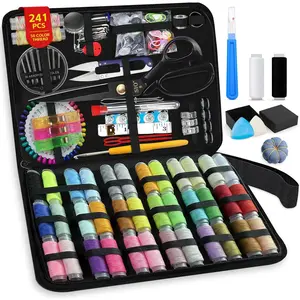 Sewing Kit for Adults, 241 count Complete  and Thread Kit with Heavy-Duty Fabric , 40XL Color Threads, Tailor Pens & Sewing  for  Mending, Travel, Beginners