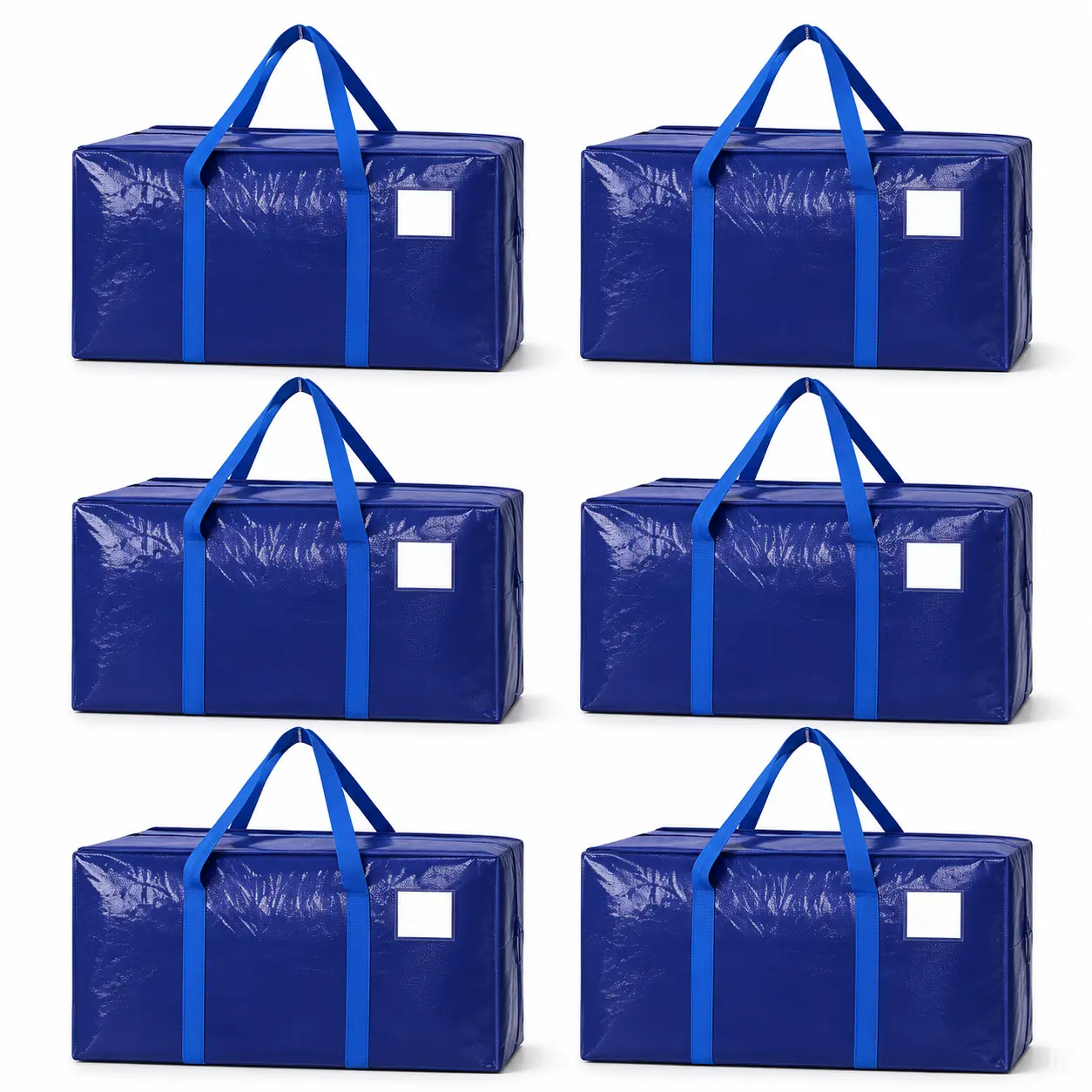 6-Pack of Extra-Large, Heavy-Duty Moving Bags—Waterproof storage bags with handles and zippers, foldable, ideal for college dorms and home storage. SummerVibes. summerwins Plastic Smooth