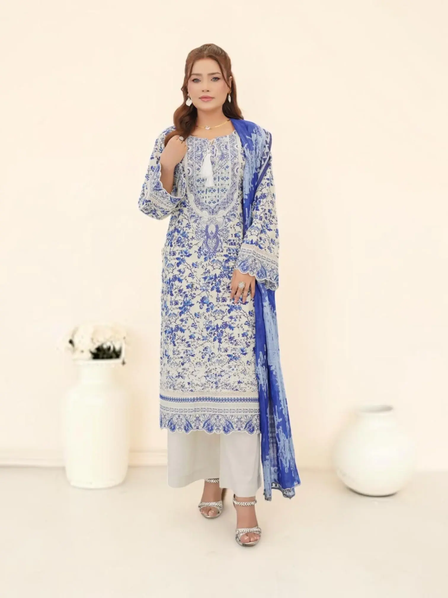 Pakistani Cotton Salwar Kameez, Cultural Wear for Women