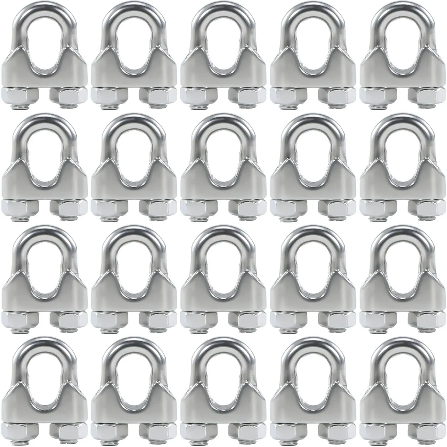 20PCS 3/16 to 1/4 Inches M5 Stainless Steel Wire Rope Clips Cable Clamps