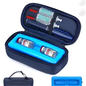 YOUSHARES Insulin Vial Cooler Travel Case - Diabetes Travel Case TSA Approved, Medication Vial Cooling Bag with Ice Brick, Refrigerated Diabetes Supplies Organizer for Trip Storage