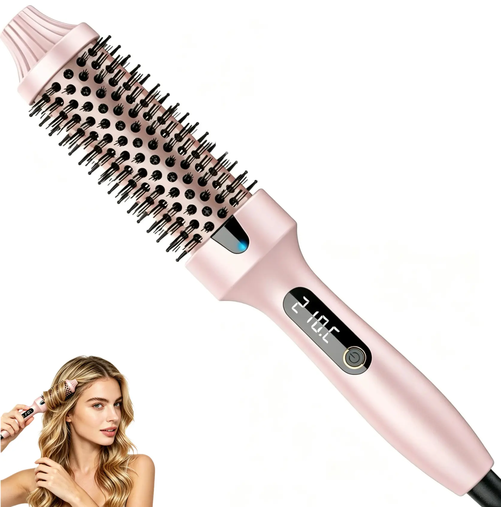 1.5 in Ionic Thermal Brush Hair Curling Tool for Women, Multifunctional Styler with LED Display, 6 Adjustable Heat Settings (310°F-410°F), Less Damage, Fast Styling for All Hair Types