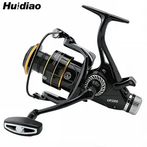 Huidiao GR Beginner Front & Rear Drag Carp Fishing Reel 4.7:1/5.2:1 Gear Ratio 4+1BB Zero Backlash Spinning Reel Dual Drag System 26.4LB/12KG Powerful Drag Tough CNC Metal Spool/Handle for Bass Trout Carp Fishing Fishing Equipment, Fishing Stuff