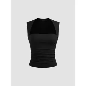 Cider [3 colors, size 2-10] Square Neck Solid Ruched Tank Top