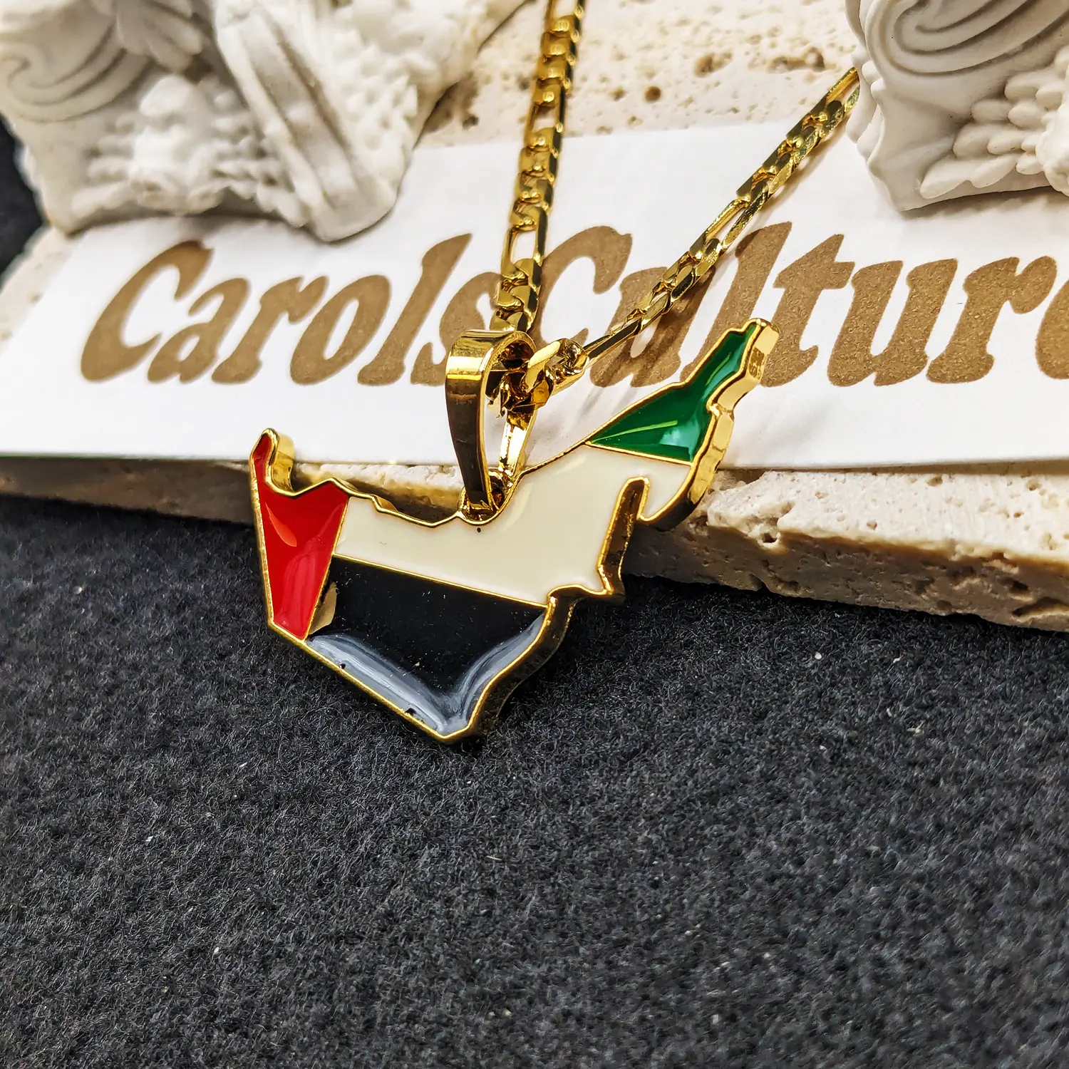 United Arab Emirates Map Necklace, Uae Flag, Pendant, Gifts