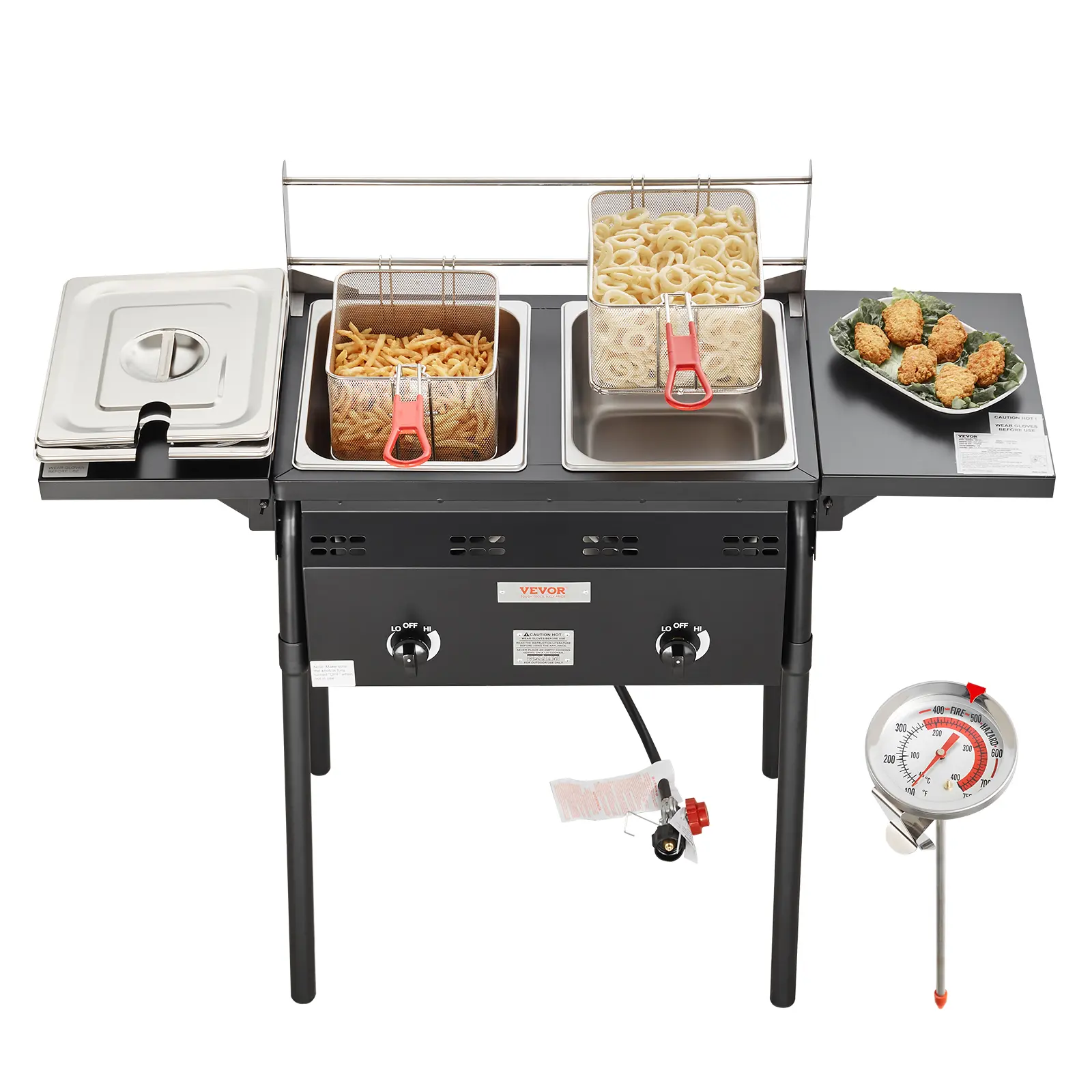 【DealsForYouDays】VEVOR Outdoor Propane Deep Fryer Double Burners Commercial Fryer16 Qt Stainless Steel Cooker with Removable Baskets & Lids & TanksOil Fryer Cart with Thermometer & RegulatorFor Outdoor Cooking,summerwins