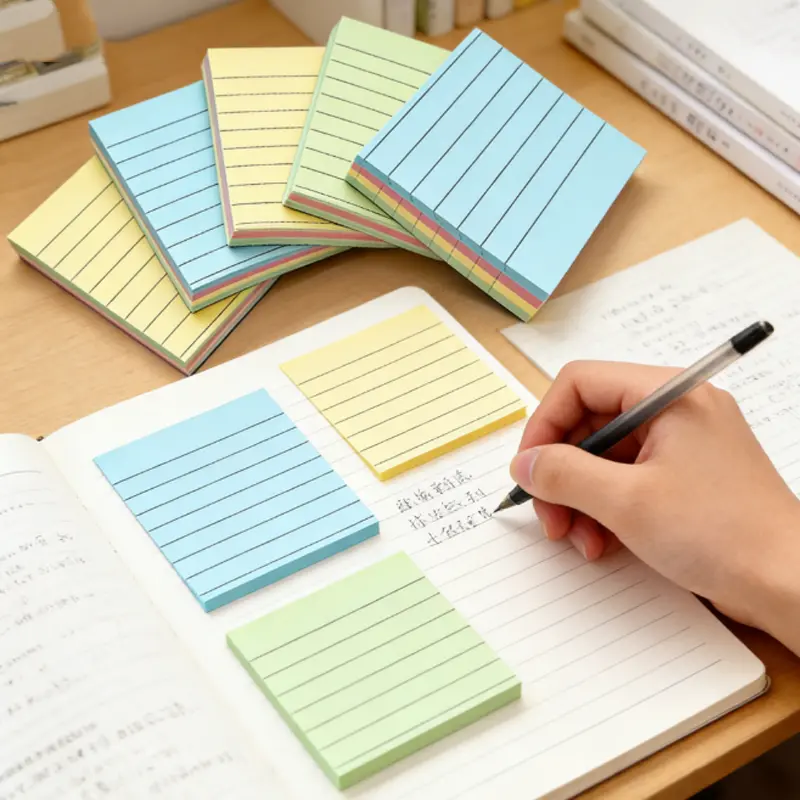1/4/6 Pcs  Pastel Lined Sticky Notes, 200 Pages Colored Self-Stick Note Pads, Strong Adhesive Lined Memo Sheets for School Office Planner Reminders，Office Use，Self-Stick Lined Memo Pads, Writing Note Sheets for Office Supplies, School & Home Organizing