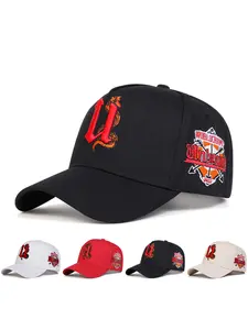 Unisex U Letter Snake Embroidery Baseball Cap, Adjustable Fitted Sun Protection Hat, Casual Woven Fabric for Spring & Fall Travel