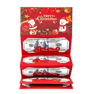 Christmas Money Envelopes with Ribbon |Gold Foil Design for Holiday Giving Paper Envelope