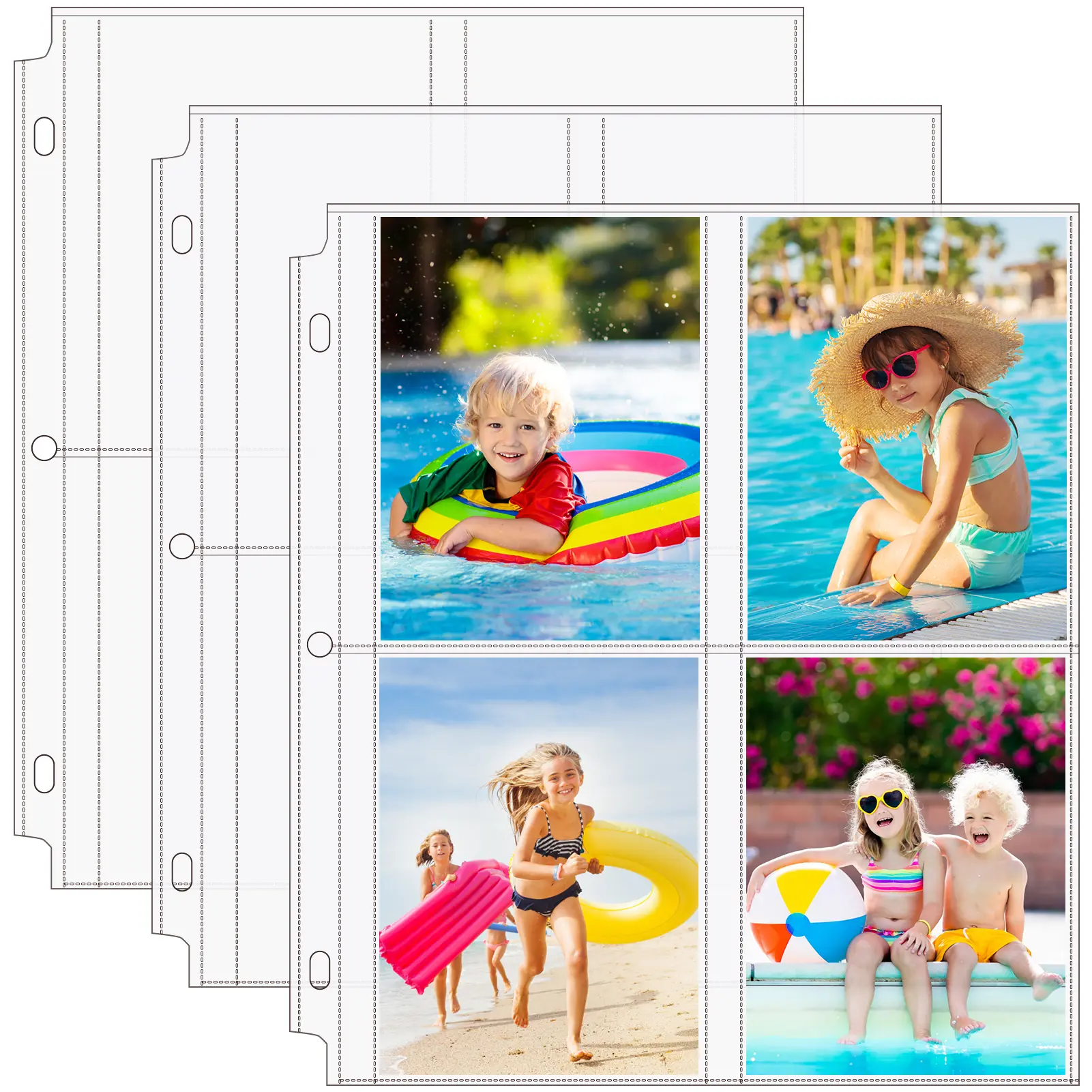 MaxGear Photo Sleeves for 3 Ring Binder, Multiple Sizes and Pocket Layouts, Clear Acid-Free PVC-Free Polypropylene Album Refill Pages for Photos, Postcards, Trading Cards and Collectibles