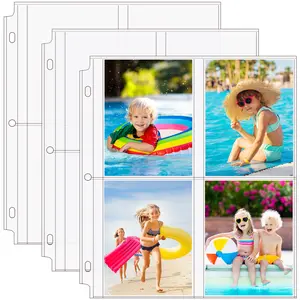 MaxGear 30 Pack 3.5x5 Photo Sleeves for 3 Ring Binder (240 Pictures), Heavy-Duty Archival Page Protectors, 4-Pocket Clear Photo Album Refill Pages, Plastic Seed Binder Pages 8.5x11, Acid-Free
