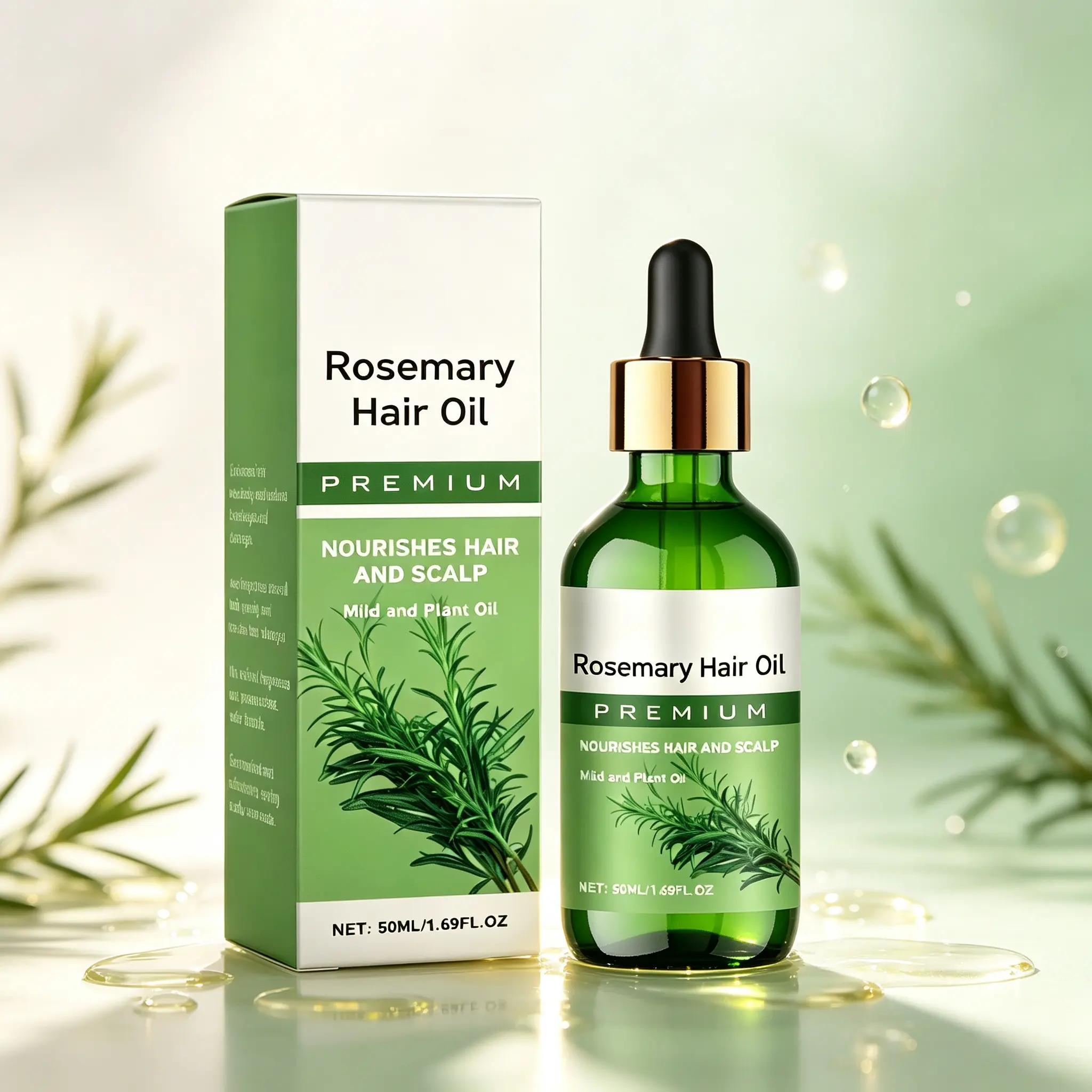 Nourishing Rosemary Hair Oil 50ml – Gentle Scalp & Hair Care with Plant Oil, Daily Nourishment