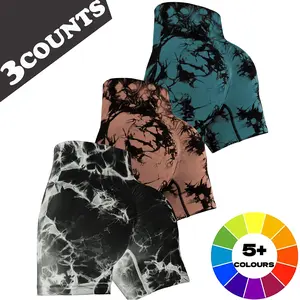 Women's 3-Piece Workout Shorts Set， High-Waisted, Seamless, Butt-Lifting Pleated Shorts