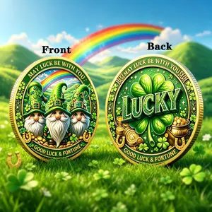 Four-Leaf Clover Coin, Irish Legend Lucky Blessing, St Patrick's Day Gift, Rainbow Luck Chip, for Family and Friends