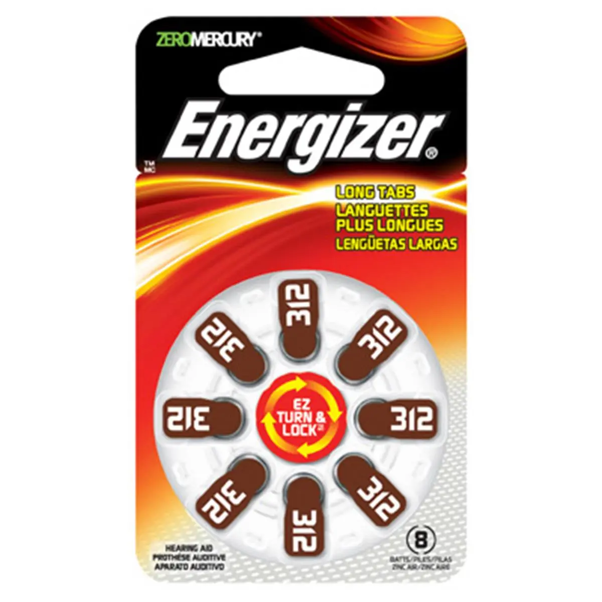 Eveready Battery AZ312DP-8 1.4 Volt Zinc Air Hearing Aid Battery- Pack 8, Accessories, Mercury-Free