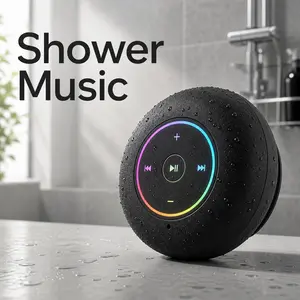 【SummerVibes】Mini Waterproof Bluetooth Speaker - Weatherproof Loudspeaker System, Portable USB Rechargeable Black Audio Device with Suction Cup, Ideal Party Gift for Bathroom, Travel