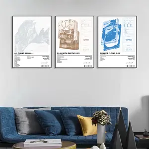 3-piece set: Music album artist, new creative tracklist, Wave to Earth/0.1 Flaws and All/Play with Earth 0.03/Summer Flows 0.02; Song cover poster; Ideal gift for bedroom, living room, or hallway; Room decoration, Modern Home Decoration; Frameless.