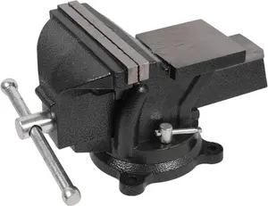 6" Heavy Duty Bench Vise, Pipe Vise Bench Vices with  Swivel Table Top Clamp Locking Base, Double Swivel Rotating Vise &  Rotates 360-Black