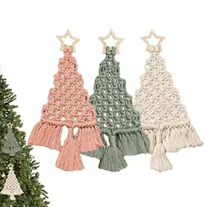Christmas Tree Macrame Set - Christmas Macrame & Woven Tree DIY Kit - Woven & Macrame Christmas Trees - Handmade Christmas Tree & Home Decor & Boho Hanging Decoration (1 Set - 3 Pieces)