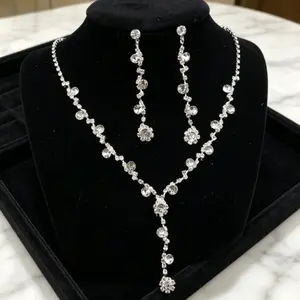 Elegant Exquisite Jewelry Set Including Necklace Bracelet Earrings, Versatile for Weddings Engagements and Formal Events