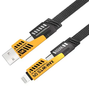 USB C Cable, 4 in 1 USB-C Cable, USB-C Charger Cable with Hook and Loop Fastener and Cable Management, USB-C Cable/Fast Charging for MacBook, iPad, iPhone, Samsung, Gray