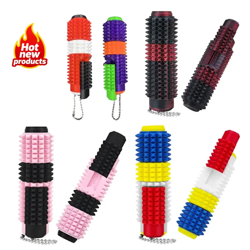 1 Pcs Little Ouchies Spiky Sensory Fidget Toy for Adults – 5-in-1 Pain Stim Tool with Clicker, Spinner, Slider, Roller & Spiky Grip, Stress & Anxiety Relief, Portable Keychain