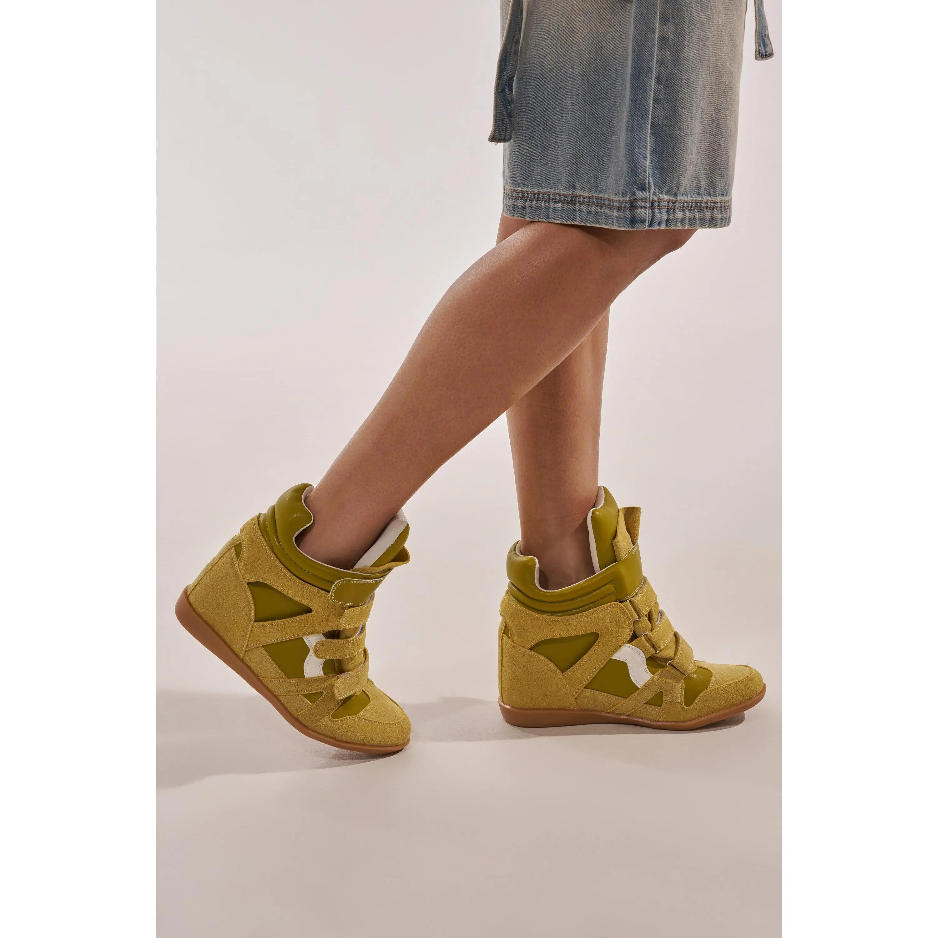 AZALEA WANG BRYANT OLIVE WEDGE SNEAKER