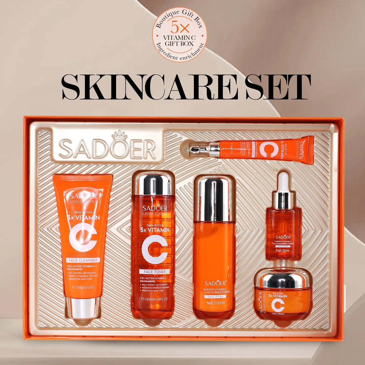 SADOER 5x ビタミンC スキンケア ギフトボックス6点セット SADOER 5X Vitamin C 6-in-1 Total Care Skincare Set - Cleanser