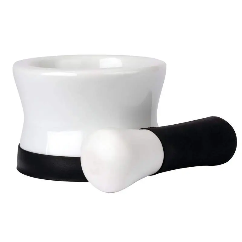 212 MAIN Porcelain Mortar & Pestle, Kitchen Grinding Gadget for Cooking, Porcelain-Constructed Kitchen Tool with Silicone-Equipped Accessory, Kitchen Gadgets