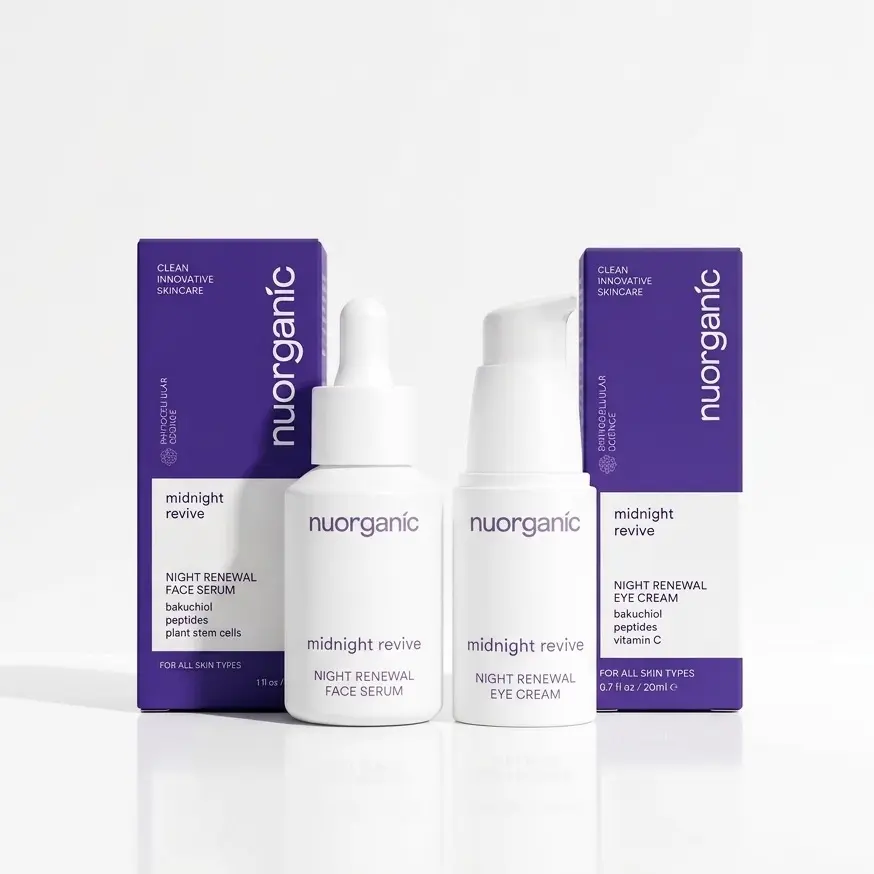 nuorganic Midnight Revive Bakuchiol Bundle, Bakuchiol Serum For Exfoliation and Sensitive Skin, Skin Renewal, Alternative to Retinol, Includes Aloe, Hyaluronic Acid Bakuchiol & bakuchiol Eye Cream for Dark Circles and Puffy Under Eyes. tiktokshopspringglo