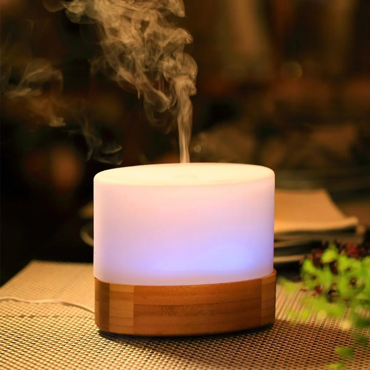 SPT Ultrasonic Aroma Diffuser & Humidifier - Bamboo Base, 100ml, 3lbs, Easy-to-Change Ceramic Disc, Auto Shut-Off, Aromatherapy, LED Lights, Living Room Home Fragrance, Replacement Parts Bullet Loader, Led Lighting