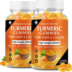 Turmeric Curcumin Gummies with Ginger and Black Pepper Supplement for Immune Support Joint Muscle Strength and Healthy Skin Care Vegan Gluten Free Low Sugar Daily Wellness Herbal Chewable Gummies for Adults