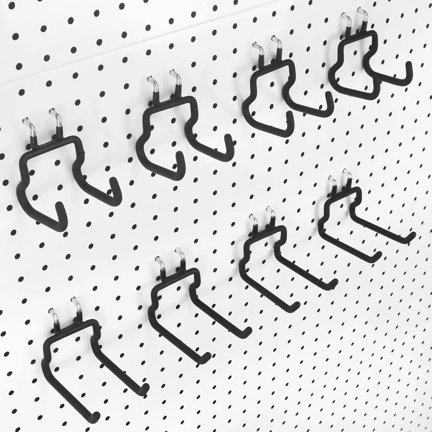 Pegboard Hooks, Office Cubicle Hooks, 8 Pack Black Multi-Purpose Pegboard Tool Hangers, Heavy-Duty Storage Accessories Fits 1/4 Inch Pegboards, Organizer Rack For Craft Areas, Offices, Garages & Workbenches