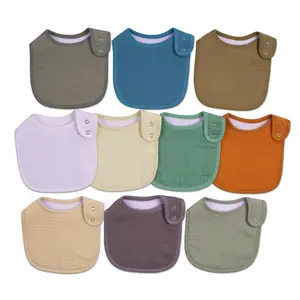 Boys' 10-Pack Cotton Muslin Drooling Bibs with Adjustable Snaps