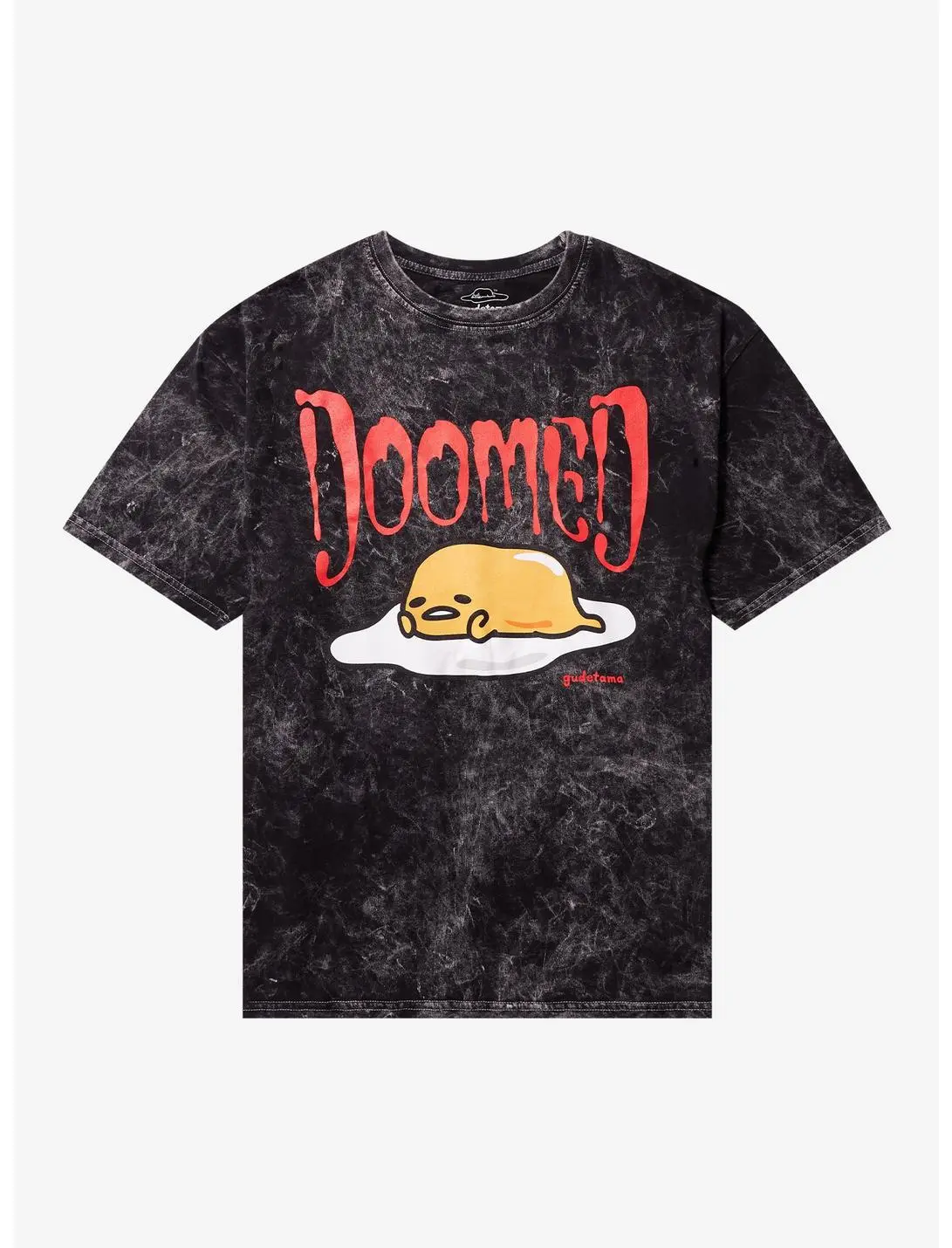 Gudetama Doomed Metal Dark Wash T-Shirt – Lazy Egg Metalhead Shirt