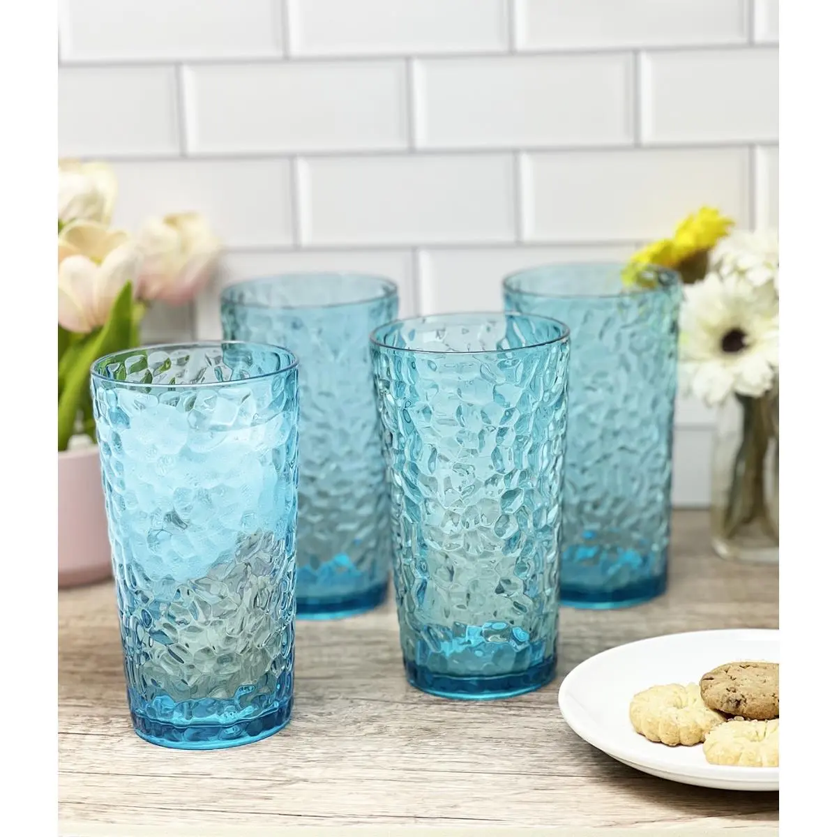 LeadingWare AS-3602SG Acrylic Indoor Kitchen Drinkware Set - 4-Count 19 oz HB Tumblers